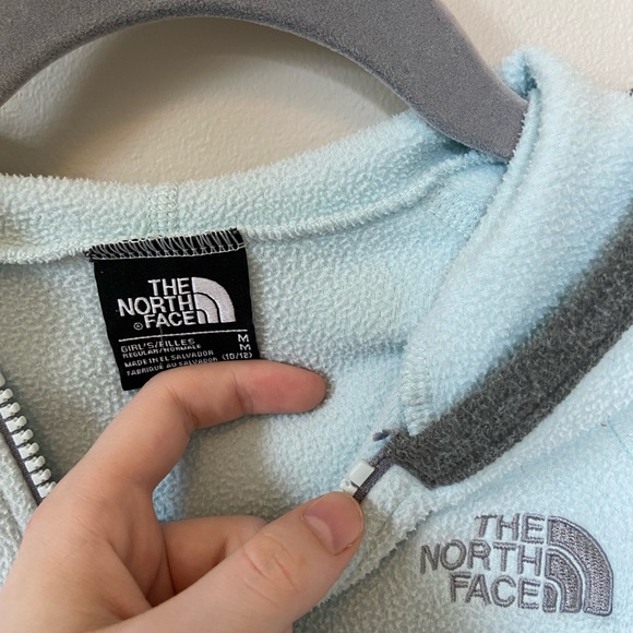 Blue and grey North Face zip up hoodie - Picture 3 of 3